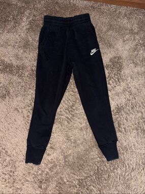 Nike Black Kids Jogger Sweatpants with White Swoosh